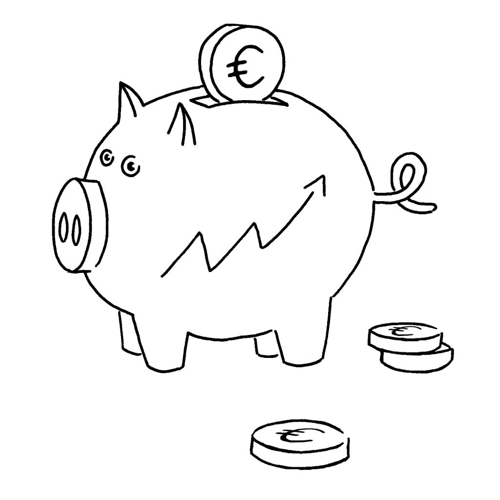 Benefices des voeux, illustration d'une tirelire