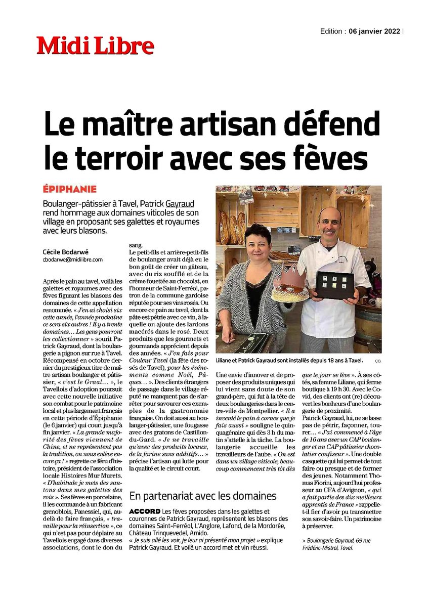 Fèves personnalisées article Midi Libre