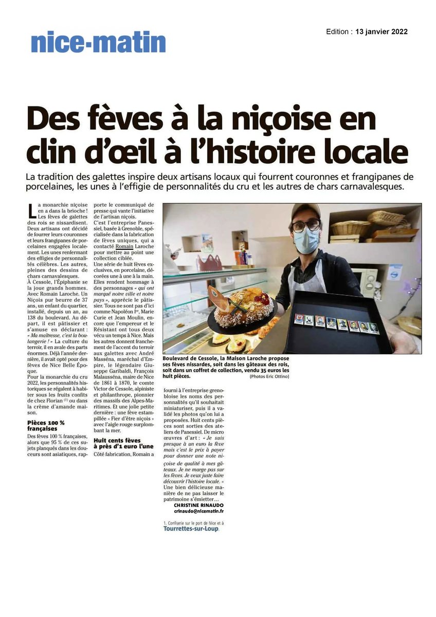 Fèves personnalisées article Nice-matin