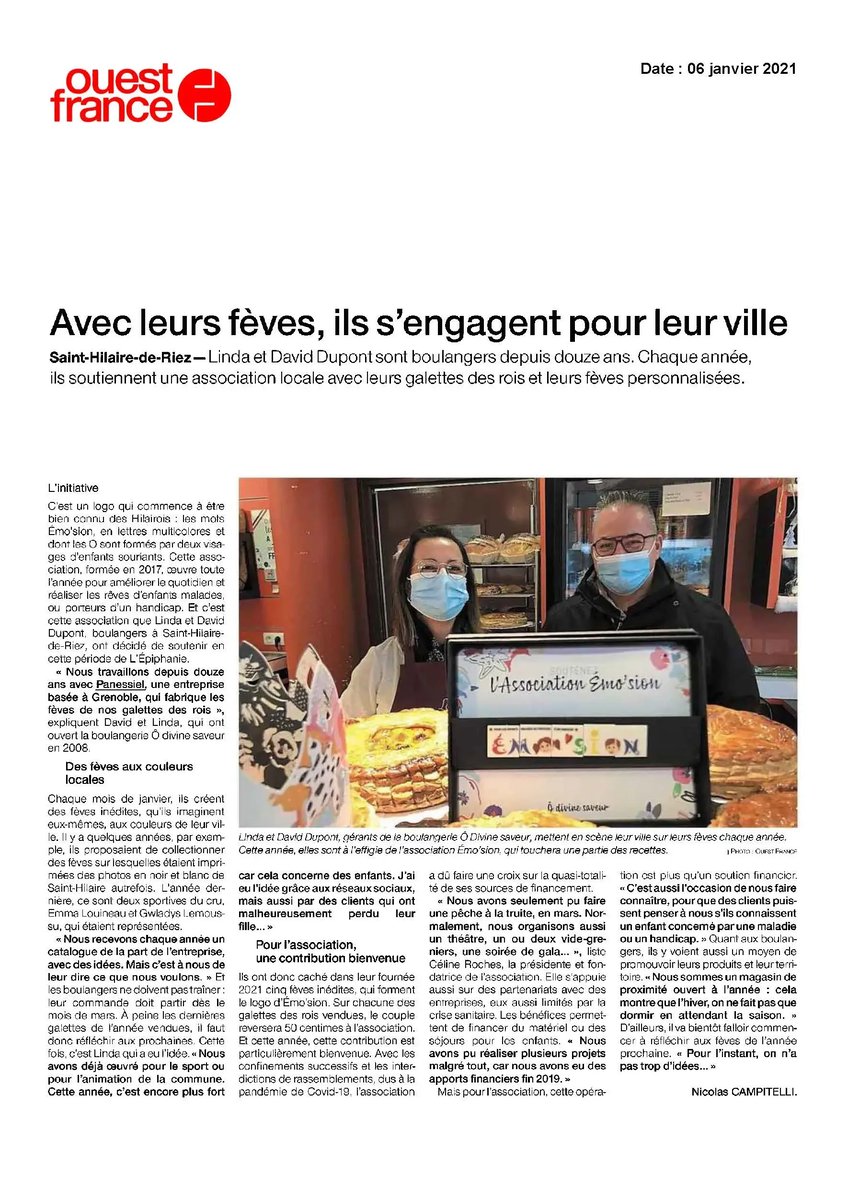 Fèves personnalisées article Ouest France