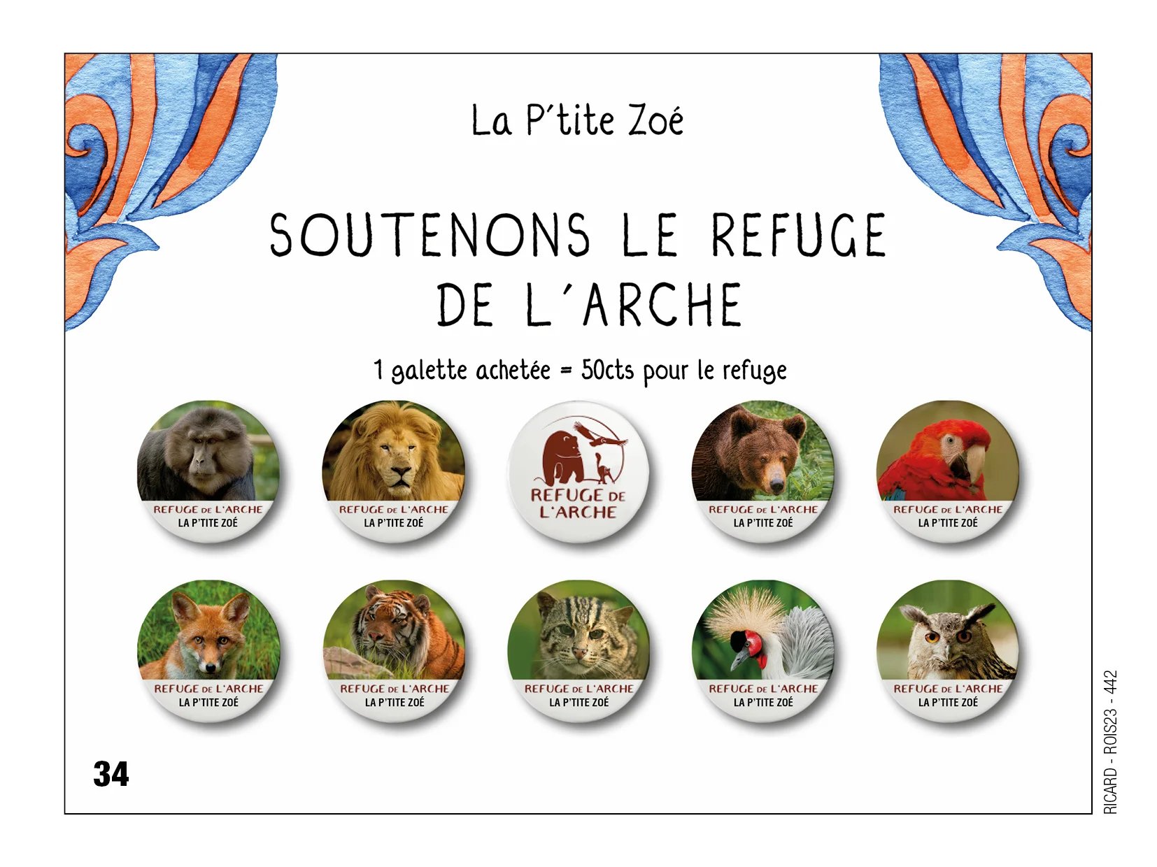 Fèves personnalisées boualngerie la p'tite zoé, refuge de l'arche