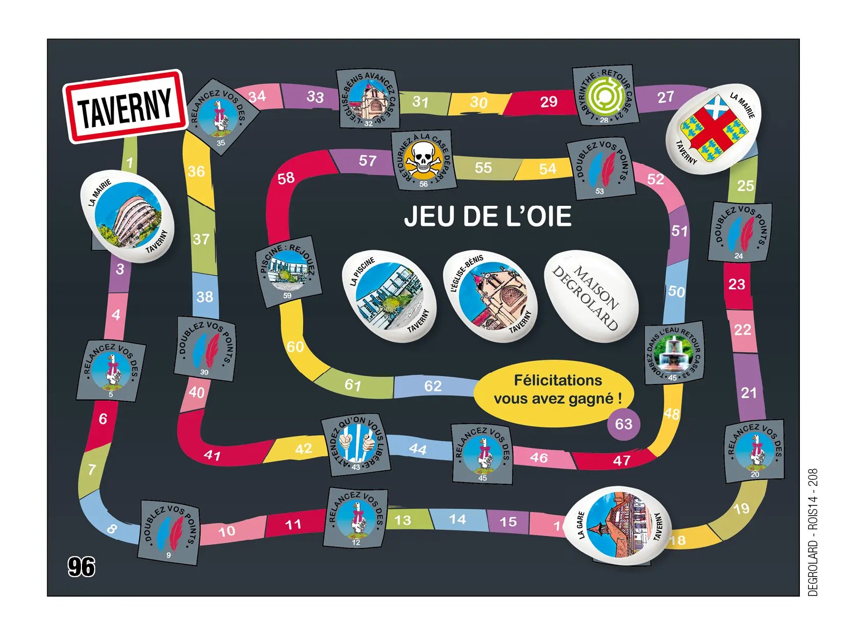Fèves personnalisées jeu de l'oie boulangerie maison Degrolard Taverny