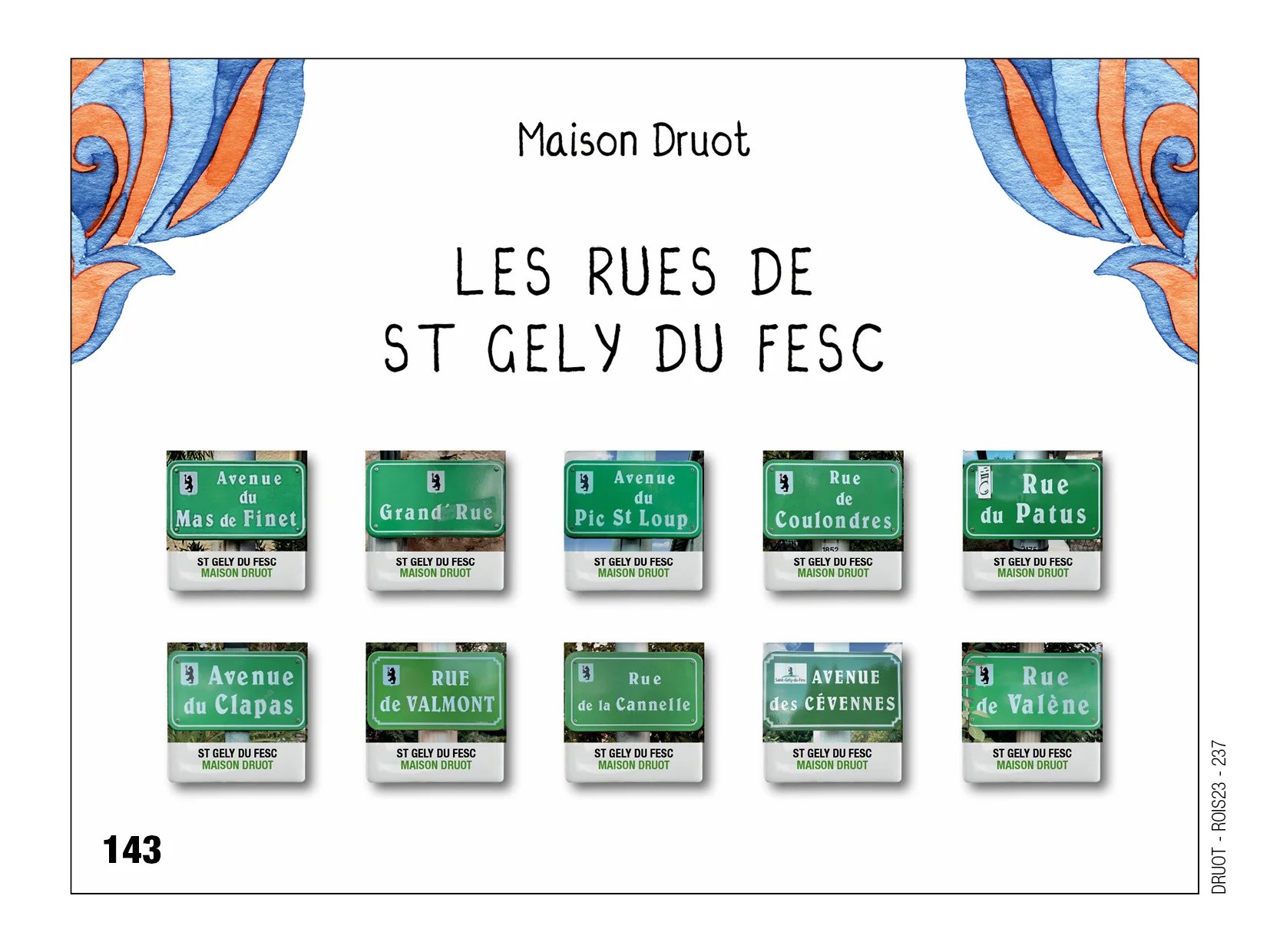 Fèves personnalisées Les rues de Saint Gely du Fesc